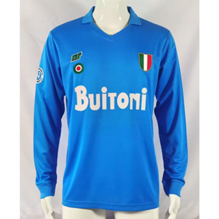 เสื้อกีฬาแขนยาว ลายทีมชาติฟุตบอล Gaopin retro 1987 1988 season Naples ชุดเหย้า สีฟ้า