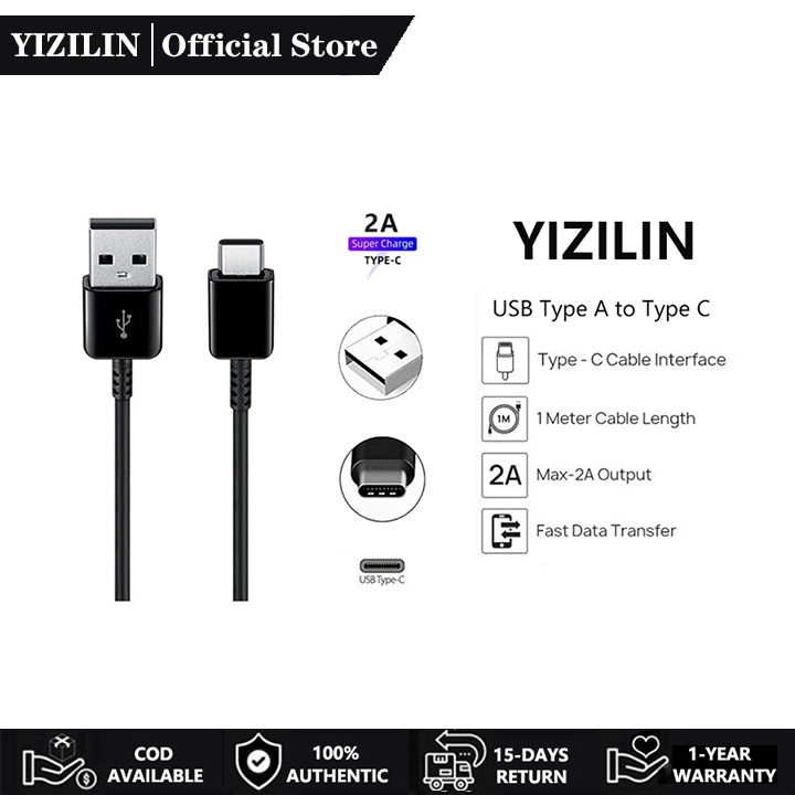 Yizilin สายชาร์จเร็ว 2A Type C 1 เมตร สําหรับ Samsung S8 S9 S10 S20 S21 S22 Ultra Note10 9 8 Plus
