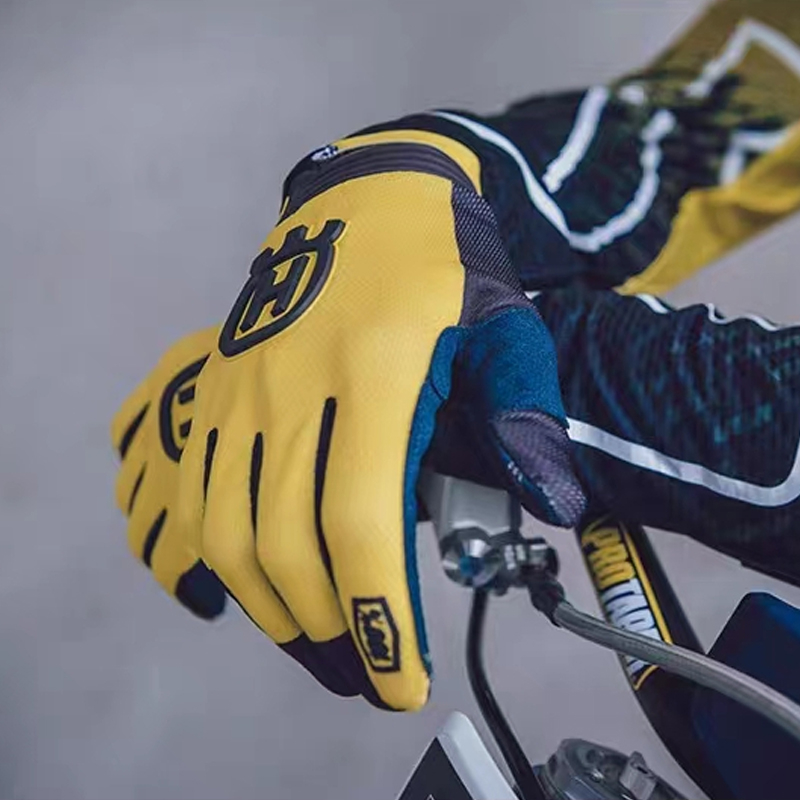 Husqvarna ถุงมือ แบบเต็มนิ้ว ระบายอากาศ สี่ฤดูกาล สําหรับผู้ชาย และผู้หญิง เหมาะกับการขี่รถมอเตอร์ไซค์วิบาก