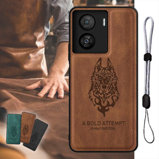 เคสหนัง ลายหมาป่า พร้อมเชือกปรับได้ หรูหรา สําหรับ VIVO iQOO Z7x