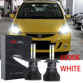 ชุดหลอดไฟหน้ารถยนต์ LED 6000K ฮาโลเจน สีขาว แบบเปลี่ยน สําหรับ Hond Fit Jazz Hatchback 2003 2004 2005 2006 2007 (1 คู่)