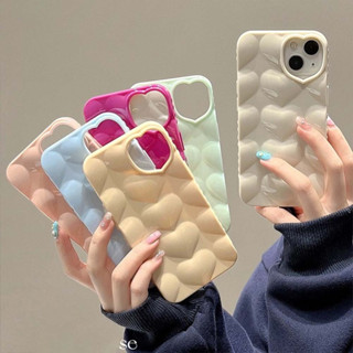 เคสโทรศัพท์มือถือแบบนิ่ม TPU หนา กันกระแทก ลายหัวใจน่ารัก 3D เรียบง่าย สไตล์เกาหลี ญี่ปุ่น สําหรับ iPhone 13 14PRO Max 11 12PROMAX 11PROMAX 12 12PRO 13 13PRO 14 14PRO