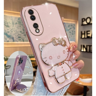 เคสโทรศัพท์มือถือ แบบนิ่ม ลายคิตตี้ มีกระจก สําหรับ Huawei Y9 Prime 2019 Nova 9 Y90 Y70 Y61 Y60 5T 4e P30 Lite P50 P40 Pro Y9S