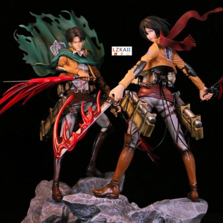 โมเดลฟิกเกอร์ Attack On Titan Levi Ackerman Battle Damage Ver. Mikasa Ackerman ขนาด 35 ซม. ของเล่นสําหรับเด็ก