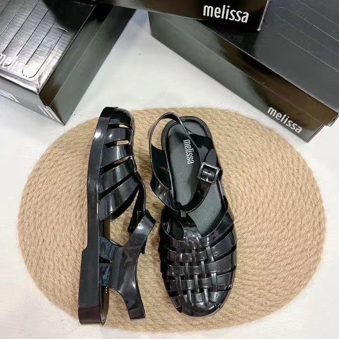 [ขายร้อน] 2025melissa รองเท้าโรมันทอย้อนยุคสไตล์ใหม่รองเท้าผู้หญิงเยลลี่