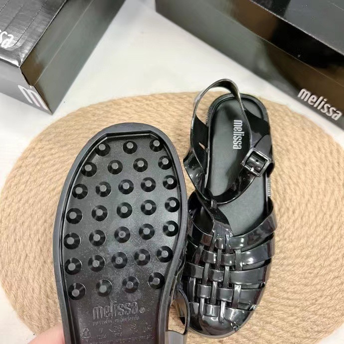[ขายร้อน] 2025melissa รองเท้าโรมันทอย้อนยุคสไตล์ใหม่รองเท้าผู้หญิงเยลลี่