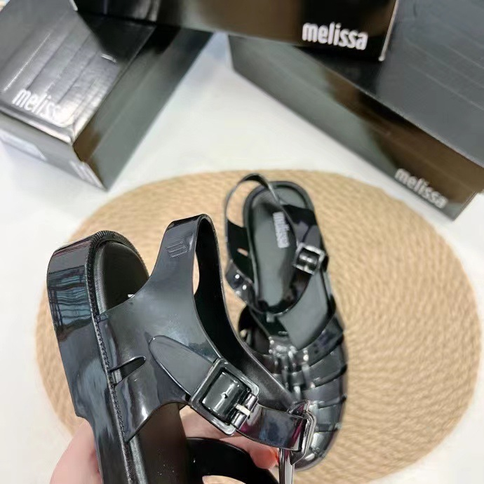 [ขายร้อน] 2025melissa รองเท้าโรมันทอย้อนยุคสไตล์ใหม่รองเท้าผู้หญิงเยลลี่