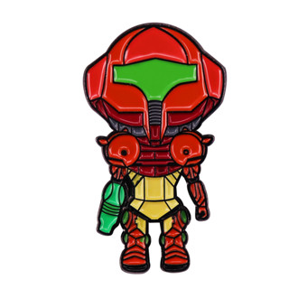 เข็มกลัด รูปหุ่นยนต์อวกาศ Samus Aran Enamel Pin Metroid Video Game