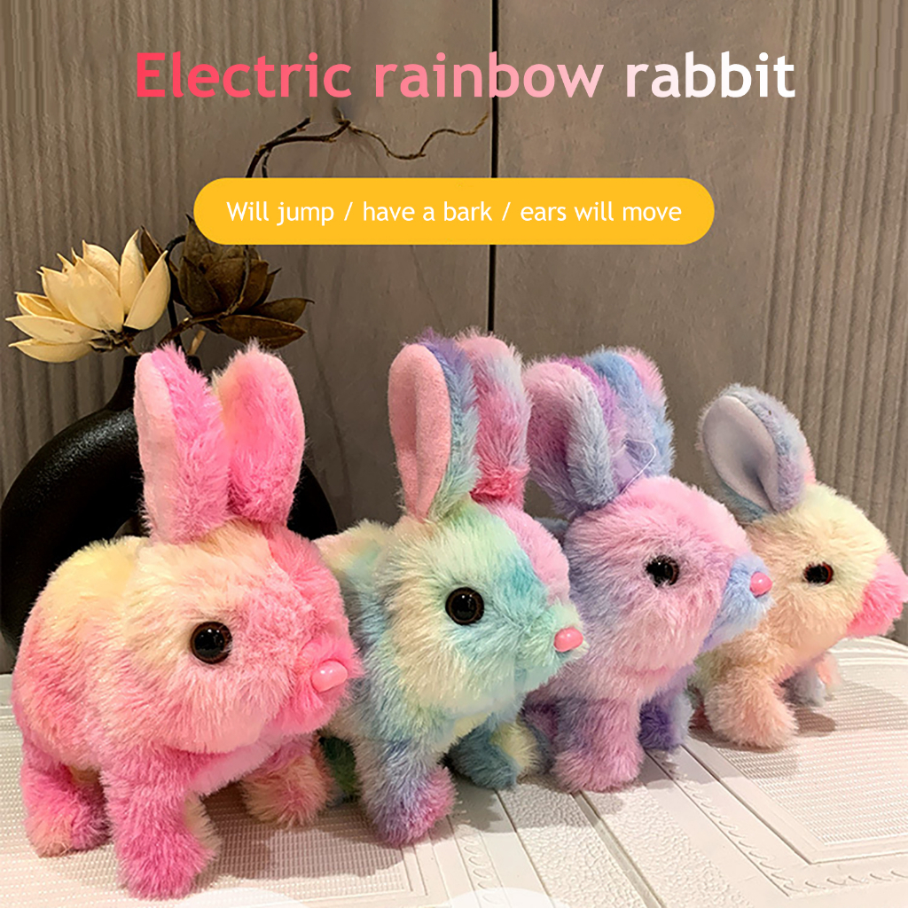 ของเล่นตุ๊กตากระต่ายเดิน แบบมีเสียงดนตรี เซนเซอร์นิ่ม