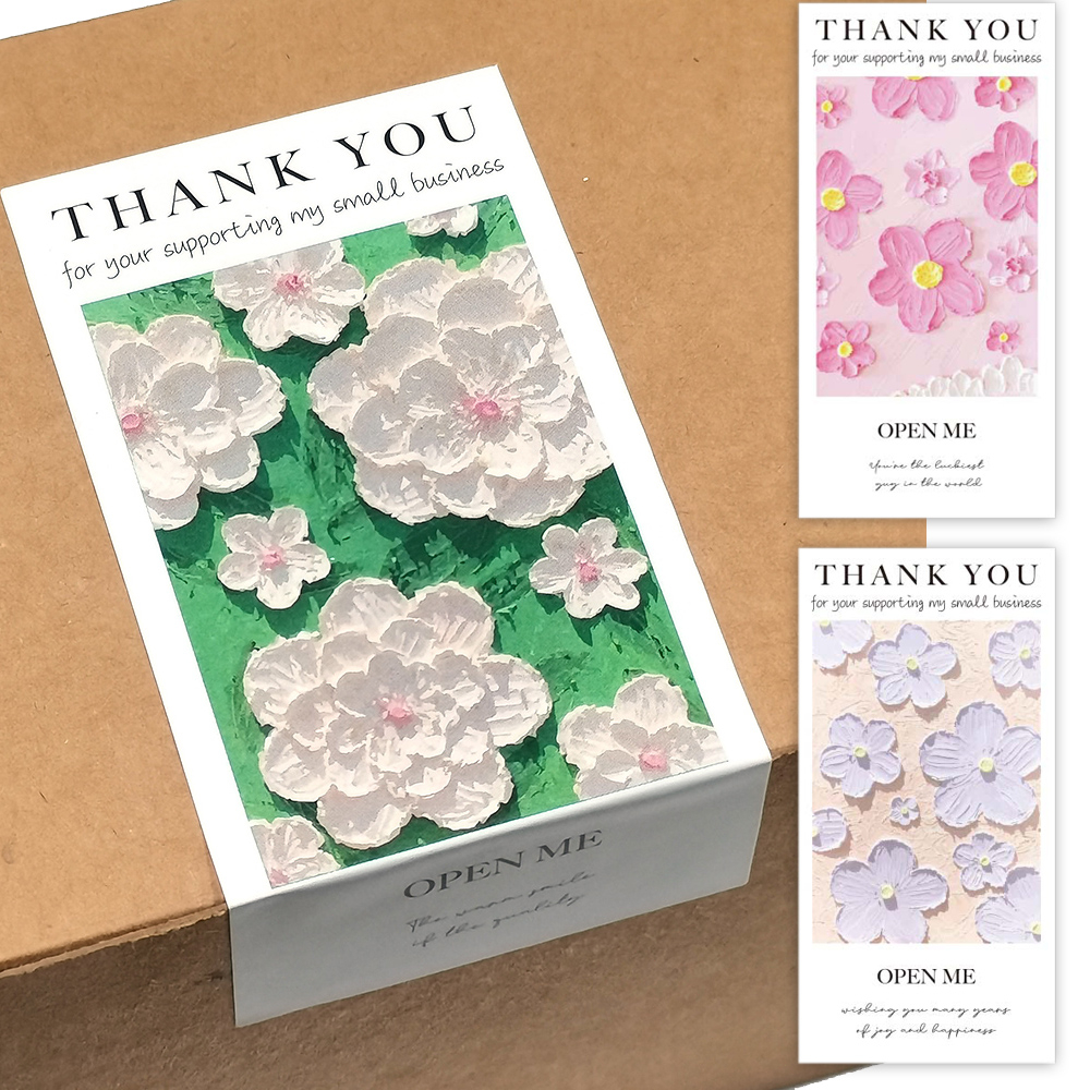 สติกเกอร์ฉลาก ลายภาพวาดสีน้ํามัน Thank You For Supporting My Small Business สําหรับติดบรรจุภัณฑ์ 50 ชิ้น ต่อแพ็ก