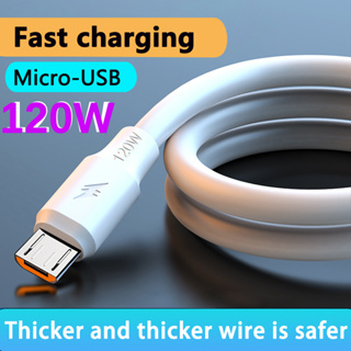 สายชาร์จโทรศัพท์มือถือ 6A 120W Android Micro USB แบบหนาพิเศษ ชาร์จเร็ว สําหรับ Xiaomi Samsung Android Phones