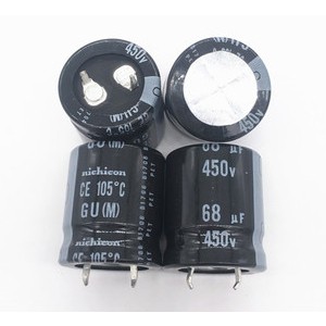 ตัวเก็บประจุไฟฟ้า 450V68UF 22X25 มม. 68UF 450V 2 ชิ้น