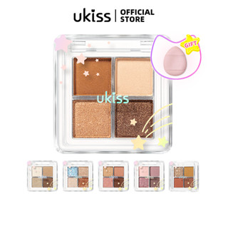 Ukiss อายแชโดว์พาเลท เครื่องสําอาง ขนาดเล็ก แบบพกพา เนื้อแมตต์ กลิตเตอร์ 4 สี สําหรับแต่งตา