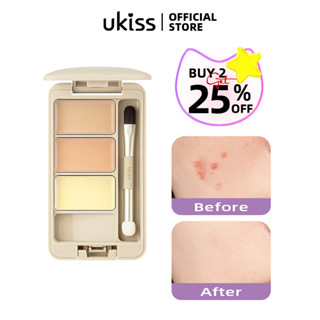 Ukiss คอนซีลเลอร์ 3 สี ปกปิดจุดด่างดํา รอยสิว รอยคล้ําใต้ตา พร้อมแปรงสองหัว