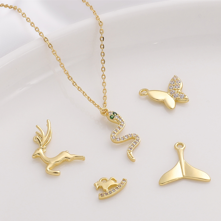 จี้สร้อยคอ สร้อยข้อมือ ต่างหู ชุบทอง 14K รูปสัตว์ DIY 1 ชิ้น