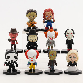 Jason ฟิกเกอร์ PVC รูปการ์ตูน Freddy Pennywise Chucky Figura Billy Ghostface V 10 ชิ้น ต่อชุด