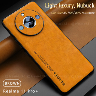 สําหรับ Realme 11 Pro Plus Pro + เคสโทรศัพท์หนัง Nubuck แบบแข็ง