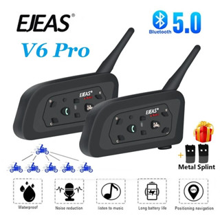 Ejeas V6 Pro ชุดหูฟังบลูทูธ 5.1 กันน้ํา สําหรับหมวกกันน็อครถจักรยานยนต์ 6 Riders 1200M 1/2 ชิ้น