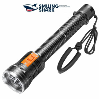 Smiling Shark SD7111 ไฟฉายดำน้ำ LED P100 ไฟฉายดำน้ำ Super Bright IPX8 มืออาชีพกันน้ำดำน้ำ USB แบบชาร์จไฟกลางแจ้งว่ายน้ำตกปลาโคมไฟ