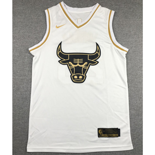 เสื้อกีฬาบาสเก็ตบอล ปักลาย Chicago Bulls 23 Michael สีทอง สีขาว สําหรับผู้ชาย 2020