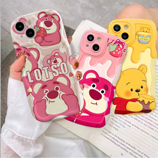 เคสโทรศัพท์มือถือแบบนิ่ม ลายการ์ตูนหมีพูห์ สตรอเบอร์รี่ ขอบหยัก สําหรับ OPPO A57 A17 A95 A74 A52 A5s A7 A12 A54 A15 A96 A77 A53 A16K A17K A16 A5 A9 A55 A3s A77s A16s A76 A1k Reno 7Z 6 7 8 8Z เคส