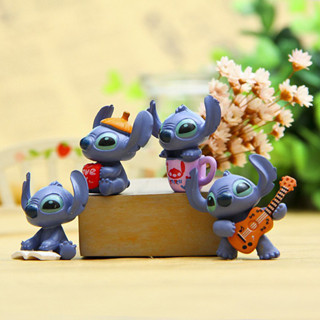 โมเดลฟิกเกอร์ PVC รูป Disney Lilo &amp; Stitch ขนาดเล็ก 4 ชิ้น ต่อชุด