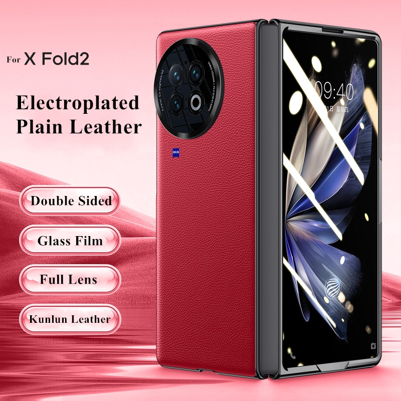 เคสโทรศัพท์มือถือแบบหนัง ใส 360 องศา สองด้าน พร้อมฟิล์มกระจกด้านหน้า และด้านหลัง สําหรับ VIVO X Fold 2 Fold2