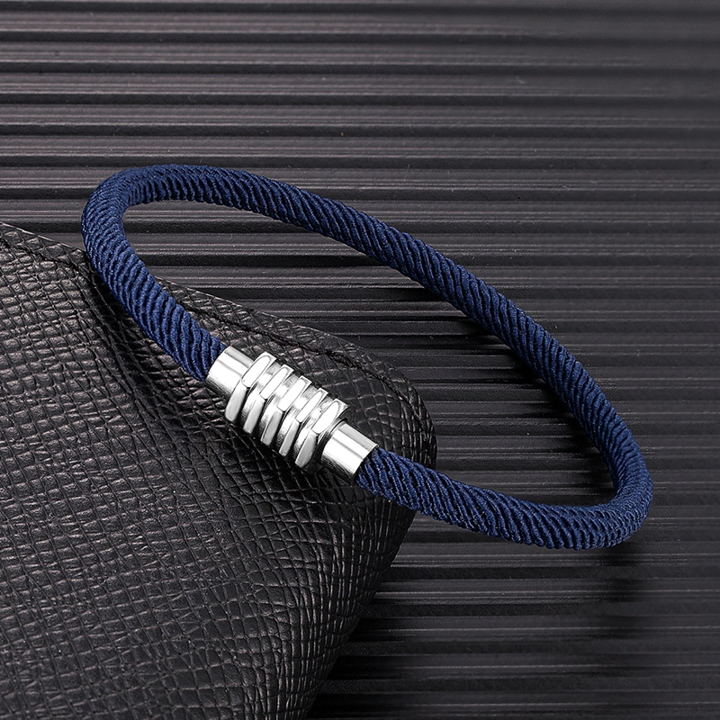 Mkendn ผู้ชายผู้หญิงสแตนเลสหัวเข็มขัด 100% กันน้ํา String Simple Casual เชือกห่อสร้อยข้อมือ Unisex Handmade Surfer สร้อยข้อมือชายหาด