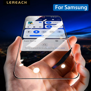 Lereach กระจกนิรภัยกันรอยนิ้วมือ ป้องกันน้ํามัน ขอบดํา สําหรับ Samsung A54 5G A53 A34 A33 A73 A23