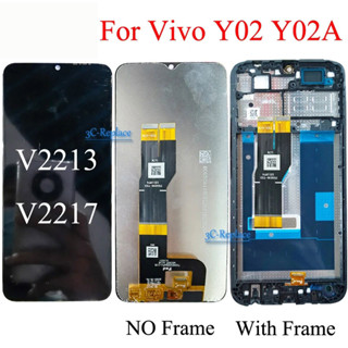 หน้าจอสัมผัส LCD 6.51 นิ้ว พร้อมกรอบ สีดํา สําหรับ Vivo Y02 2022 V2213 V2217 Vivo Y02A 2023