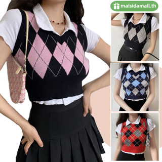 🔥ส่งไวจากไทย🔥MSD มี5สี สไตล์ย้อนยุค เสื้อกั๊ก แขนกุด คอวี แบ…