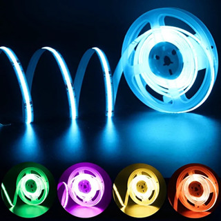 Dc12v 24V COB LED Strip 480led / เมตร 5 ม. 10 ม. สีแดง สีเขียว สีฟ้า สีเหลือง สีชมพู น้ําแข็ง สีฟ้า สีขาว 3000K 4000K 6000K เทปยืดหยุ่น LED สําหรับบ้าน รถยนต์ รถบรรทุก DIY