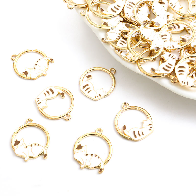 จี้สร้อยคอ ต่างหู อัลลอย รูปแมวขี้เกียจน่ารัก DIY 10 ชิ้น