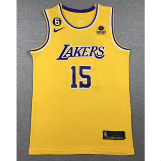 2023 nba Jersey Los Angeles Lakers No. 15 Reaves yellow basketball jersey