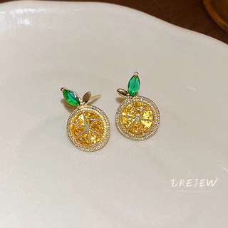 DREJEW ต่างหูสตั๊ด เข็มเงิน เพทาย หวาน มะนาว สร้างสรรค์ ดีไซน์เฉพาะ ต่างหูอเนกประสงค์