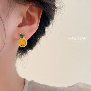 DREJEW ต่างหูสตั๊ด เข็มเงิน เพทาย หวาน มะนาว สร้างสรรค์ ดีไซน์เฉพาะ ต่างหูอเนกประสงค์