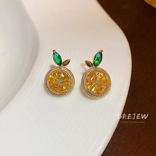 DREJEW ต่างหูสตั๊ด เข็มเงิน เพทาย หวาน มะนาว สร้างสรรค์ ดีไซน์เฉพาะ ต่างหูอเนกประสงค์