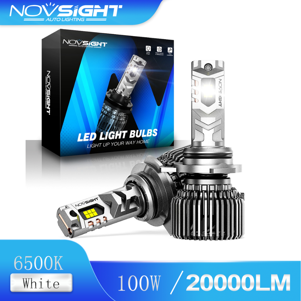 Novsight N75 ไฟหน้ารถยนต์ LED 9012 100W 20000LM 6500K HIR2 ปลั๊กแอนด์เพลย์ แคนบัส 2 ชิ้น