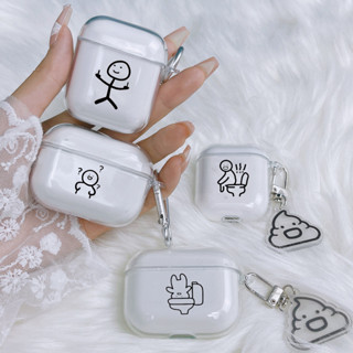 เคสหูฟังไร้สาย ลายเส้นตลก เรียบง่าย สําหรับ AirPods Pro 1 2 Airpod 3