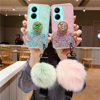 เคสโทรศัพท์ Vivo Y36 Y02A Y02 V27 5G V25 Pro V23 5G V23e Y22s Y22 Y35 Y16 Y76 Y20 Y20sG Y20s Phone Case Rhinestone Ring Holder Strap Fur Ball Clear Star TPU Softcase เคสวีโว่วี27 VivoY36 VivoY02A