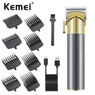 Kemei ปัตตาเลี่ยนตัดผมไฟฟ้า ไร้สาย ออกแบบเรียบง่าย พร้อมจอแสดงผล LED สําหรับผู้ชาย