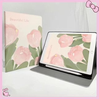 【With pen slot】Flower pattern For iPad Cas iPad Mini 6 / iPad Pro 9.7 Air1 Air2 / iPad Pro 10.5 / ipad Gen 7/8/9 10.2 Smart Case