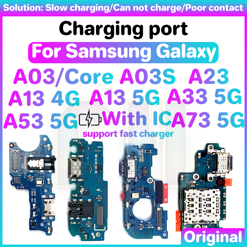 บอร์ดพอร์ตชาร์จ USB พร้อมสายแพ IC USB สําหรับ samsung Galaxy A03 A03S A13 A23 A33 A53 A73 4G 5G S Co