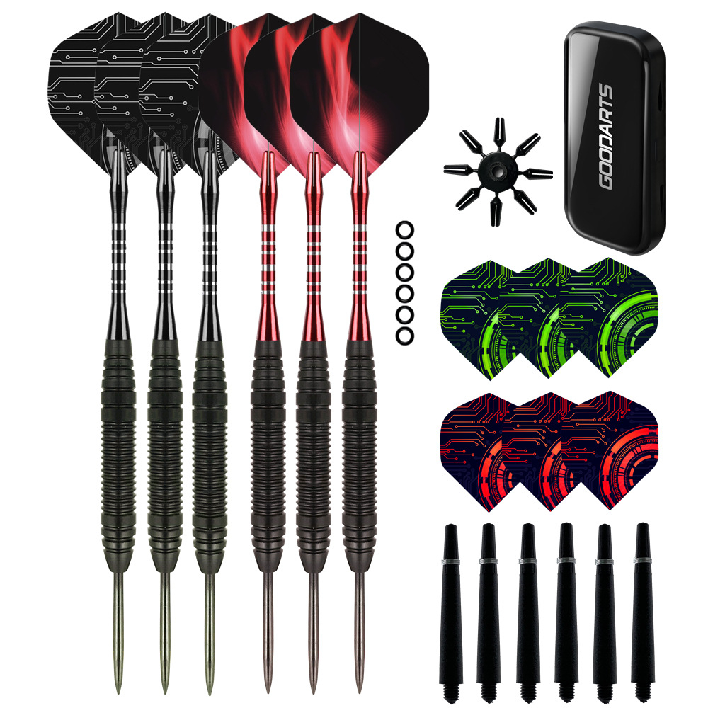 GOODARTS 6 ชิ้น 22g Professional Steel Tip Darts Brass Dart Set พร้อมพลาสติก Dart Case