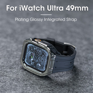 2 in 1 สายนาฬิกาข้อมือซิลิโคน TPU เคลือบเงา สําหรับ iWatch Ultra 49 มม. iWatch 45 มม. 44 มม. 41 มม. 40 มม. Series 8 7 6 5 4 SE2