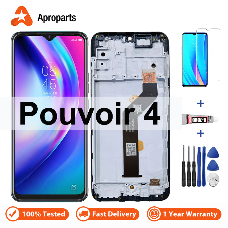 ชุดประกอบหน้าจอสัมผัส LCD LC7S พร้อมกรอบ แบบเปลี่ยน สําหรับ Tecno Pouvoir 4 LC7 Pouvoir 4 Pro