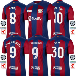 【Fans Issue Kit 】เสื้อกีฬาแขนสั้น ลายทีมชาติฟุตบอล Barcelona 23/24 ชุดเหย้า สําหรับผู้ชาย S-4XL|พร้อมส่ง