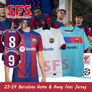 【SFS】เสื้อยืดกีฬาแขนสั้น ลายทีมชาติฟุตบอล Barcelona Jersey 23-24 ชุดเหย้า คุณภาพสูง ไซซ์ S-5XL