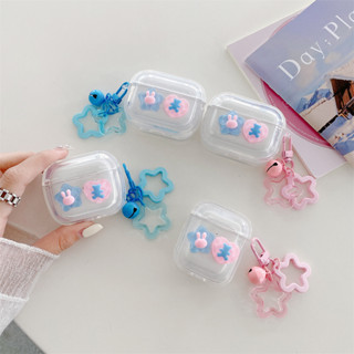 เคสหูฟังไร้สาย รูปหมี สีชมพู สีฟ้า สําหรับ iphone AirPods Pro AirPods 1 2 3