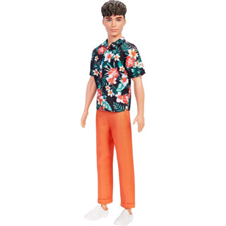 Barbie Ken Fashionistas Doll #184 with Brown Cropped Hair, Hawaiian Shirt, Orange Pants and White Deck Shoes HBV24 ตุ๊กตาบาร์บี้เคน ตุ๊กตาแฟชั่นนิสต้า #184 เสื้อครอป สีน้ําตาล เสื้อฮาวาย กางเกงสีส้ม รองเท้าดาดฟ้า สีขาว HBV24